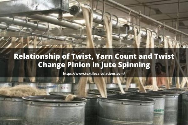 Relationship of Twist, Yarn Count and Twist Change Pinion in Jute Spinning